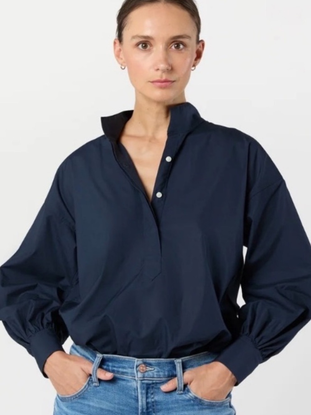 ANN MASHBURN Anaya Black Cotton Popover Top